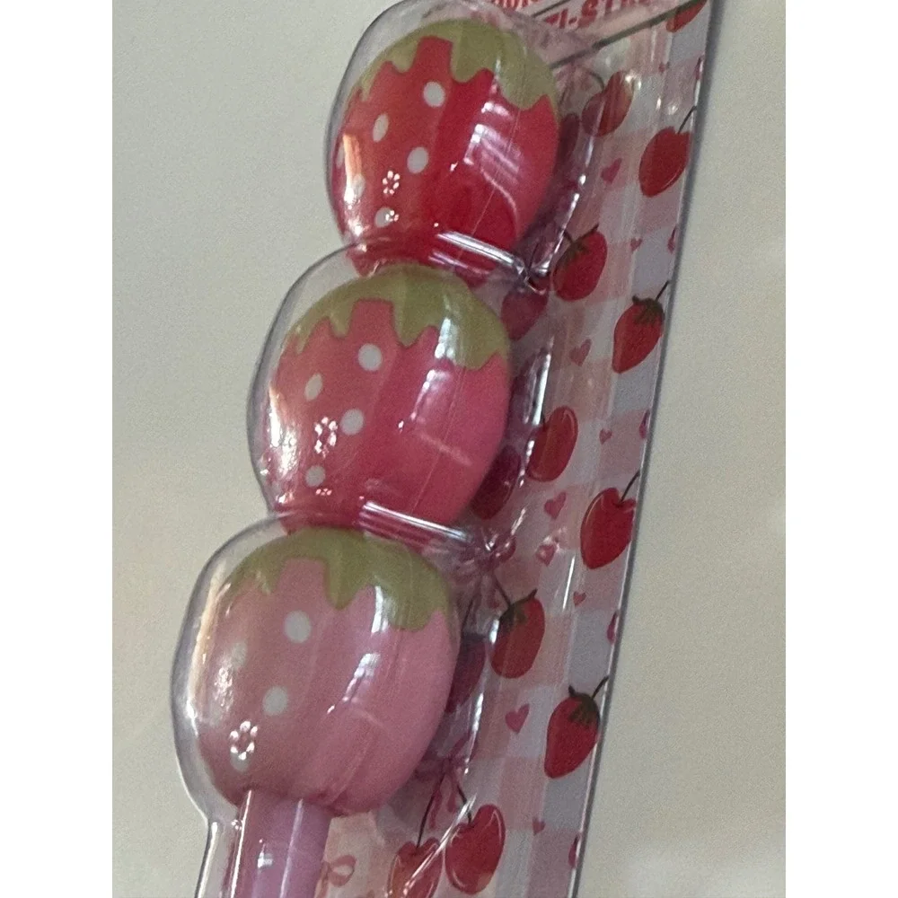Fourstar Group Squishy Pen Stylo Anti-Stress Strawberry Polka Dot Pink Gold NEW